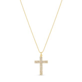 SHYMI Double Pav&eacute; Cross Pendant Necklace - 14K Gold-Filled, Cubic Zirconia Pav&eacute; Detailing, Chain 16, Day to Night
