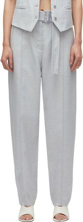 3.1 Phillip Lim Tailored Belted Tapered Linen-Blend Trouser