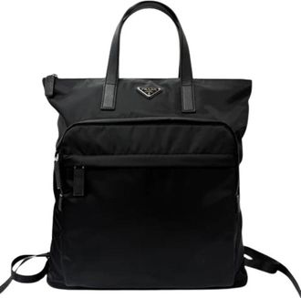 Prada Pre-owned Tote bag - Heren - Vintage Rugzakken - Zwart - ONE Size - Leer - Vintage