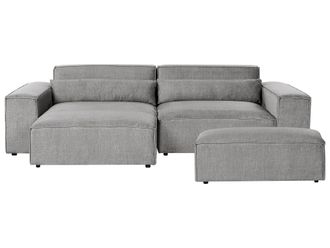 Beliani Beliani - Divano Moderno Modulare Angolare A 2 Posti A Destra Con Ottomana Divano Con Rivestimento In Tessuto Grigio Hellnar