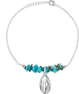 Liv Oliver 18K White Gold Turquoise Beach Charm Bracelet