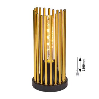 Rabalux Lampada Da Tavolo Roxas E27 1x Max.40w Metal Matt Nero, Rame H: 26 Cm &Oslash;12 Cm