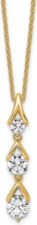 Diamond2Deal 14k Gold 1 Ct Lab Grown Diamond Three Stone Pendant Necklace 18 Clarity VS, Color D-E