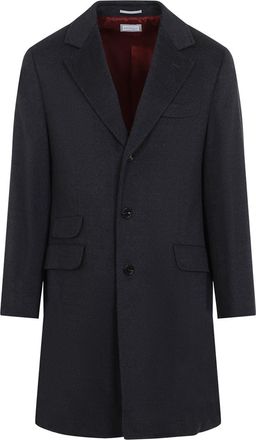 Brunello Cucinelli Dark Grey Notched Lapel Coat