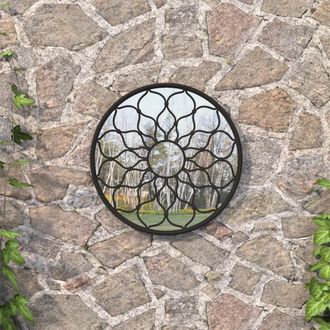 Berkfield Home Garden Mirror Black 60x3 cm Iron Round for Outdoor Use