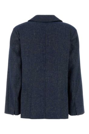 Max Mara Womens Stretch Denim Nero Blazer Blu Marino Giacche E Gilet
