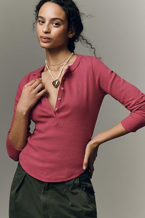 Pilcro Long-Sleeve Henley Top