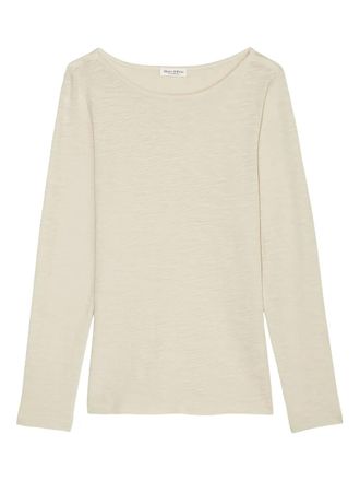 Marc O'Polo boat-neck long-sleeve top - women - Cotton - L - Neutrals