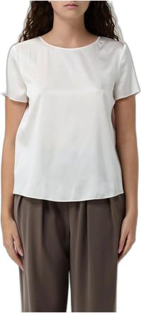 Emporio Armani Blusa Corta in Seta e Raso - - Blouses & Shirts - Donna - Beige - M