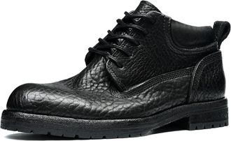 Generic Mens Round Toe Short Boots Lace Up Office Dress Shoes Low Block Heel Casual Ankle Boots,Black,6.5 UK