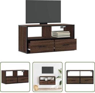 vidaXL Mobile TV - Mobile TV Rovere Marrone 80x31x39,5cm Legno Multistrato Metallo