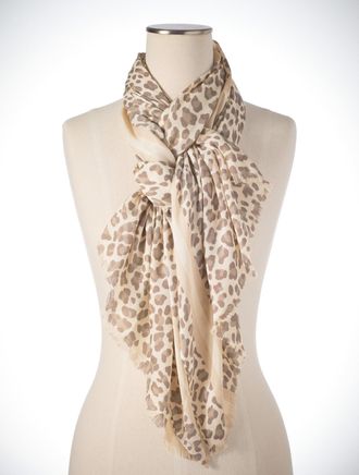 Talbots Alluring Leopard Oblong Scarf - Ivory - 001 Talbots