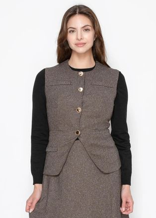 YAL New York Classic Brown Vest with Gold Touch