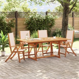 vidaXL Juego Comedor De Jard&iacute;n 5 Pzas Madera Maciza Acacia Y Textileno Vidaxl