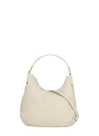Coccinelle Beige Pebbled Leather Shoulder Bag With Adjustable Strap