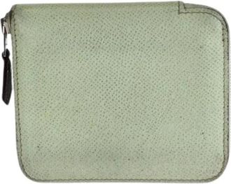 Herm&egrave;s Pre-owned Azap Silkin Compact Wallet - Dames - Vintage Accessoires - Groen - ONE Size - Leer - Vintage