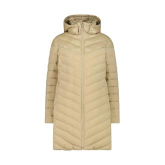 F.lli Campagnolo Cmp, Jassen, Dames, Beige, M, Polyester, Lange Sorona Aura gewatteerde jas in effen kleur