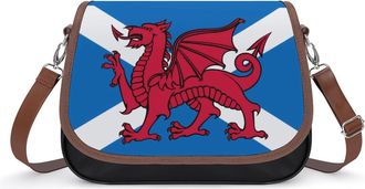 Generic Union of Scotland And Wales Crossbody Bag Womens Handbag PU Message Bags Shoulder Purse with Adjustable Strap