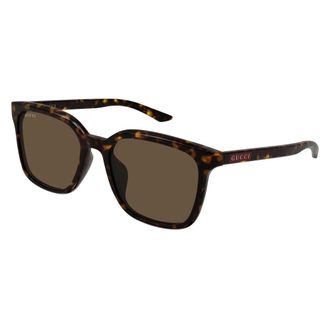 Gucci Rechthoekige Zonnebril - unisex - Zonnebrillen - Bruin - 55 MM - Nylon - Accessoires