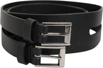 Dolce & Gabbana Dubbele Riem Leren Riem - Heren - Riemen - Zwart - ONE Size - Leer - Accessoires