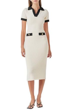 endless rose Contrast Trim Sweater Dress in Cream/Black at Nordstrom, Size X-Small