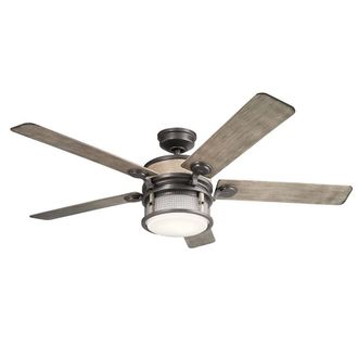 Netlighting Kichler Ahrendale Ceiling Fan Anvil Iron 152cm IP44 LED Remote in Grey