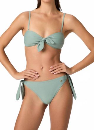 Paige Libby Tie Front Bandeau Bikini Top In Surf