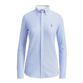 Polo Ralph Lauren Shirts, female, Blue, XS, Striped Oxford Knit Heidi Shirt