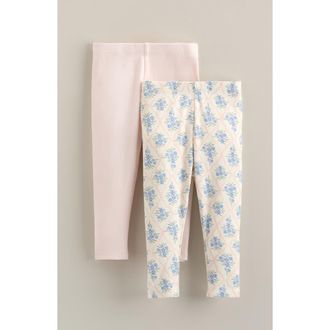 Nordstrom Assorted 2-Pack Cotton Leggings in Ivory Egret Floral Trellis at Nordstrom, Size 12M