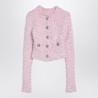 Balenciaga Pink Cotton Blend Tweed Cropped Cardigan