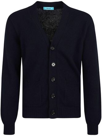 Drumohr v-neck lambs-wool cardigan - men - Lambs Wool - 50 - Blue
