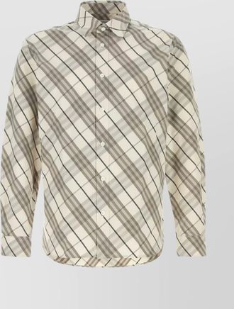 Burberry checked pattern poplin shirt with button-down collar