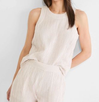 Nic+Zoe Pinstripe Gauze Pop On Tank In Neutral Mix