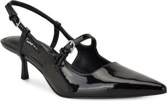 Nine West Amayo Slingback Pointed Toe Kitten Heel Pump in Black at Nordstrom, Size 6.5