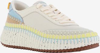 Chlo&eacute; Niedrige Glatt- und Wildledersneakers Nama