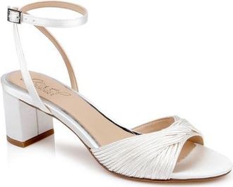 Badgley Mischka Pretty Ankle Strap Sandal in Ivory Satin at Nordstrom, Size 9.5