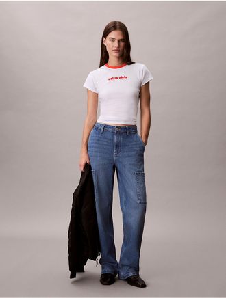 Calvin Klein Jeans Calvin Klein Womens Wide Leg Cargo Jeans - Blue - 26W x RL