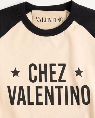 Valentino T-Shirt In Cotone Con Stampa Chez Valentino Uomo BURRO/NERO 3XL