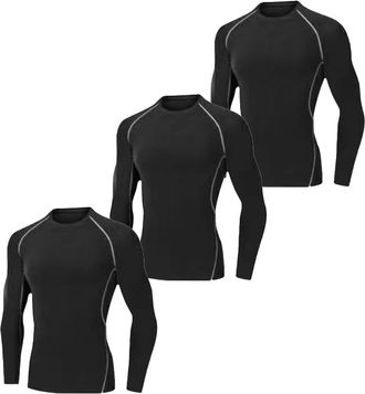 Generic 5 Pack or 3 Packs Compression Tops for Men Short Sleeve Mens Running Top Mesh Design Quick Dry Base Layer Sports Fitness(3XL,3 CB)