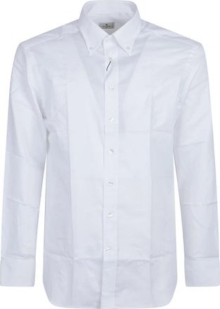Etro Roma Logo Knoopsluiting Shirt - Heren - Casual Overhemden - Wit - 3XL - Overhemden