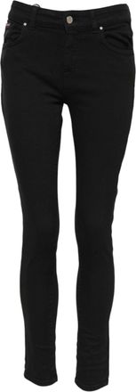 Dolce & Gabbana Womens Black Cotton Logo Skinny Mid Waist Denim Jeans Elastane Clothing