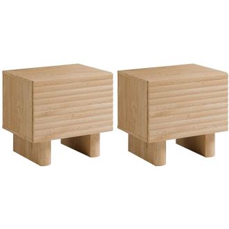 Vente-Unique Vente-unique - Lotto di 2 comodini 1 anta mdf Naturale - ludima