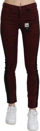Costume National Burgundy Print Skinny Fit Denim Broek - Dames - Skinny Jeans - Rood - W26 - Denim - Jeans
