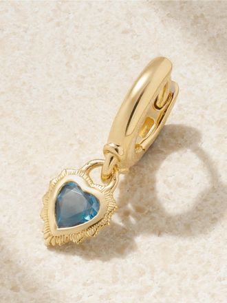 Foundrae Orecchino Singolo A Cerchio In Oro 18 Carati Con Topazio True Love - Blu