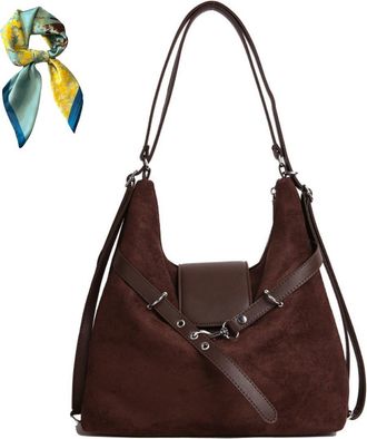 Generic Women Simple Commute Underarm Suede Purse,Brown Slouchy Hobo Shoulder Bags,Trendy Fall Crossbody Bag Travel Work (Coffee)