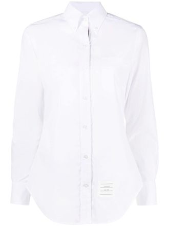 Thom Browne logo-patch cotton shirt - women - Cotton/Polyester - 40 - White
