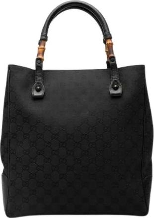 Gucci Pre-owned Tote Bags, female, Black, Size: ONE SIZE Pre-owned Canvas Tote