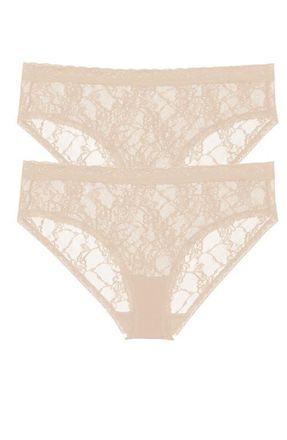Natori Bliss Allure Lace One Size Girl Brief 2-Pack in Cafe at Nordstrom