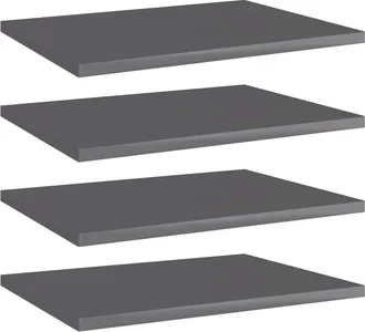 vidaXL Bookshelf Boards 4 pcs High Gloss Gray 15.7x11.8x0.6 Chipboard, 805168