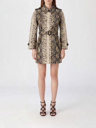 Burberry Trench corto monopetto in cotone spalmato con stampa pitone